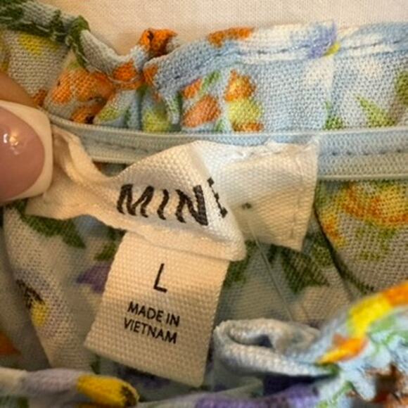 Cottage Core Crop Top Women Lg Floral Tie Smock Milk Maid Feminine Prairie Mine - Picture 2 of 8